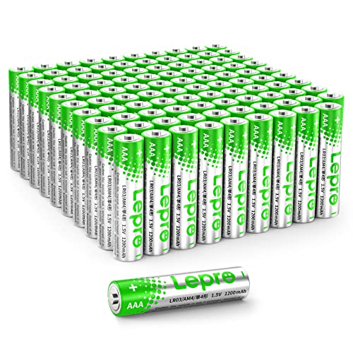 Lepro AAA-Batterien, 100 Stück, 1200mAh, 3-in-1-Alkalibatterien, 1,5Volt, auslaufsicher, korrosionsbeständig, LR03 MN2400 AAA-Batteriepack für Uhren, Fernbedienungs, Maus, Taschenlampe UVM von Lepro