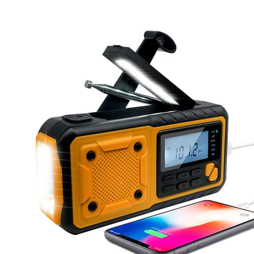 Lepwings Kurbelradio mit Handyladefunktion, Solar Radio 4000mAh Batteriebetrieben, FM/AM/SW Tragbar Notfallradio, Leseleuchte & LED Taschenlampe, SOS-Alarm, Notfallausrüstung für Camping Outdoor von Lepwings