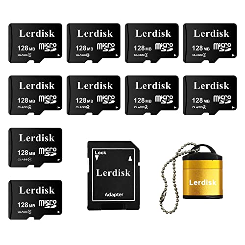 Lerdisk 10 Pack 128MB Micro SD-Karten - Kleine Kapazität, Nicht GB - Ideal für MP3-Player, Stickmaschinen, GPS-Geräte, Digitale Bilderrahmen - Nicht für Kamera oder Handy Geeignet von Lerdisk