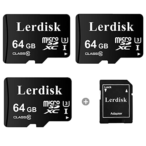 Lerdisk Fabrik Großhandel 3er-Pack MicroSD-Karte 64GB U3 C10 UHS-I MicroSDXC in Bulk hergestellt von 3C Gruppe autorisiertem Lizenzgeber (64 GB) von Lerdisk