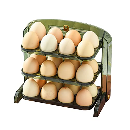 Eierbehälter für Kühlschrank 3 Schichten Faltbar Eierhalter Kühlschrank Eier Aufbewahrung für 24 EierEierbox Kühlschrank Kühlschrank Organizer für Eier Eierbehälter für die Kühlschranktür (Grün) von Lergas