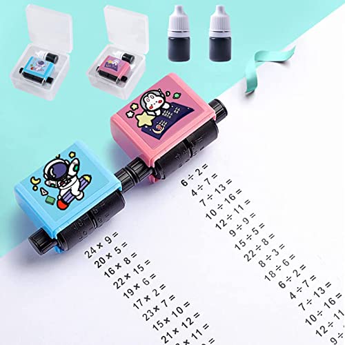 Mathe Stempel Roller 2 Stück Roller Digitaler Lehrstempel Multiplikation und Division Arithmetik Rolle Stempel für Kinder Rechenstempel für Innerhalb von 100 Fragen zur Mathematikübung (B) von Lergas