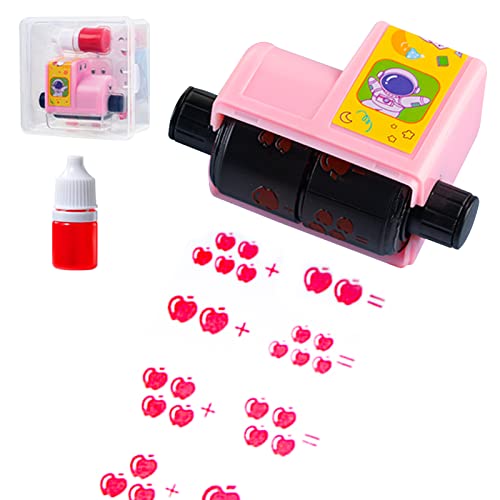 Mathe Stempel Roller Additions Digitaler Lehrstempel Zufällig Arithmetik Rolle Stempel Apfel-Muster Mathe Roller Stempel für Frühkindliche Initiierung Rechenstempel für Kinder Mathematikübung (B) von Lergas
