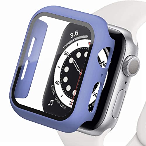 Kompatibel mit Apple Watch Series 6 5 SE 4 40mm Hülle mit Displayschutz aus gehärtetem Glas,PC Case+Panzerglasfolie Vollschutz Hardcase HD Folie Ultra Dünn Schutzhülle für iWatch 40mm,Meeresblau von Lerxiuer