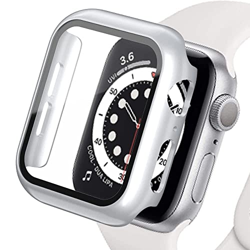 Lerxiuer Displayschutzfolie aus Hartglas und PC, kompatibel mit Apple Watch Serie 3 38 mm, [Vollständige Abdeckung] Schutzhülle ultradünn und matt für iWatch 38 mm, silberfarben glänzend von Lerxiuer