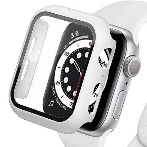 Lerxiuer Displayschutzfolie aus Hartglas und PC, kompatibel mit Apple Watch Serie 7, 45 mm, [Vollständige Abdeckung] Schutzhülle ultradünn und matt für iWatch 45 mm, Weiß von Lerxiuer