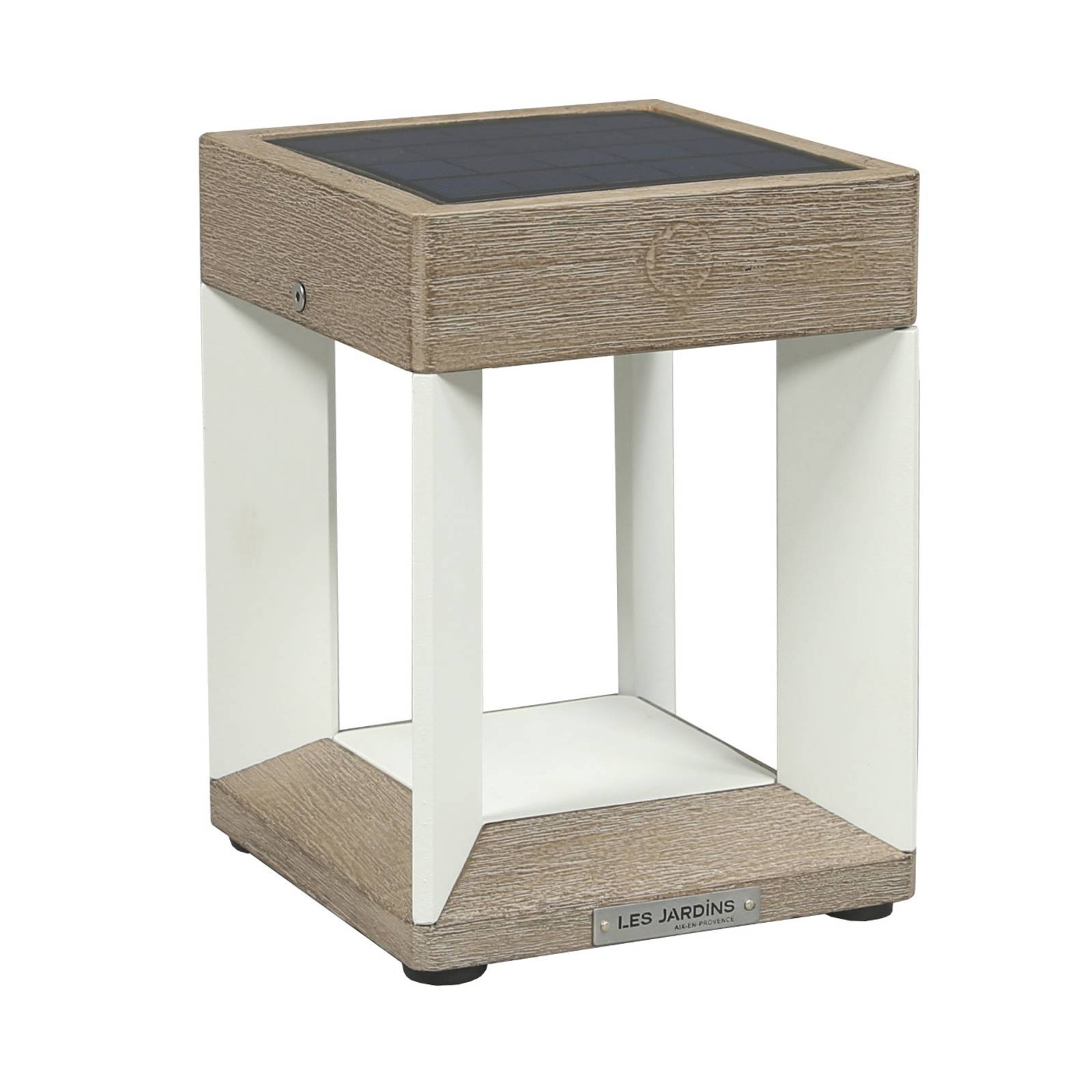 LED-Solartischleuchte Teckalu, weiß/holz hell LED-Solartischleuchte Teckalu, weiß/holz hell von Les Jardins