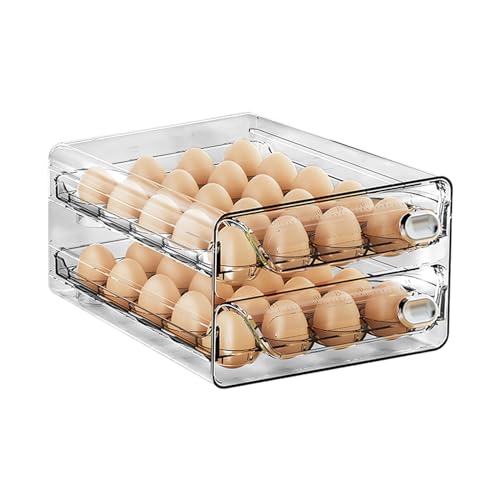 2 Stück Eierbehälter für Kühlschrank, Eier Aufbewahrung Kühlschrank Eierhalter Kühlschrank Egg Holder Kühlschrank Eierhalter, Transparent für Bis zu 40 Eier, zur Kühlschranklagerung Schutz Eiern (2) von Les-Theresa