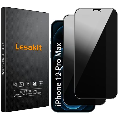 Lesakit 2 Stück Sichtschutz für iPhone 12 Pro Max 6,7 Zoll, Anti-Spy Panzer Schutz Glas Folie Schutzfolie, 9H Härte Blasenfrei Einfache Installation Lesakit 2 Stück Sichtschutz für iPhone 12 Pro Max 6,7 Zoll, Anti-Spy Panzer Schutz Glas Folie Schutzfolie, 9H Härte Blasenfrei Einfache Installation von Lesakit