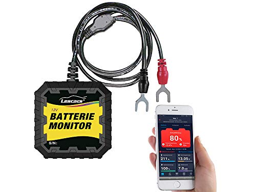 Lescars Batteriewächter 12V: Kfz-Batterietester und -Wächter für 12 Volt, mit Bluetooth & App, IP65 (Batterietester 12V, Kfz Batterie Wächter, Zigarettenanzünder) von Lescars