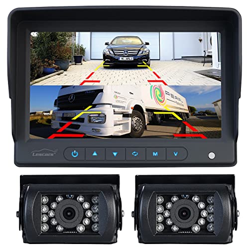 Lescars Kfz Kamera: Front- und Rückfahrkamera mit XXL-Monitor 7" / 17,78 cm, 170°, IR (Einparkhilfen, Rückfahrkamera LKW, Autosicherheit) von Lescars