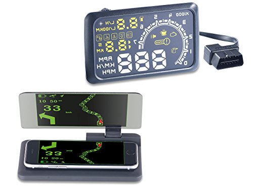 Lescars OBD2-Monitor: Head-up-Display HUD-55C für OBD2-Anschluss mit Armaturenbrett-Ablage (OBD2-Displays, Head-Up-Displays OBD2, nachrüsten) von Lescars