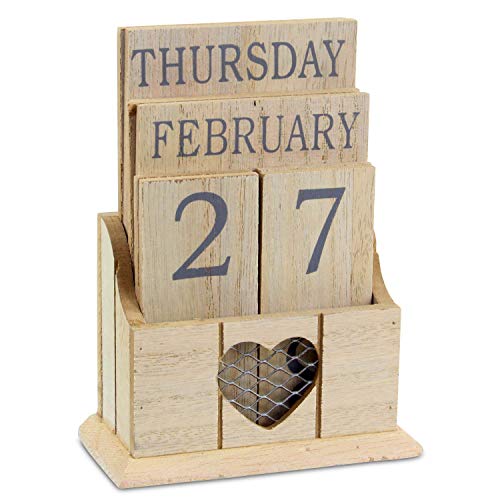 Joe Davies Kalender mit Herz, aus Holz von Lesser & Pavey