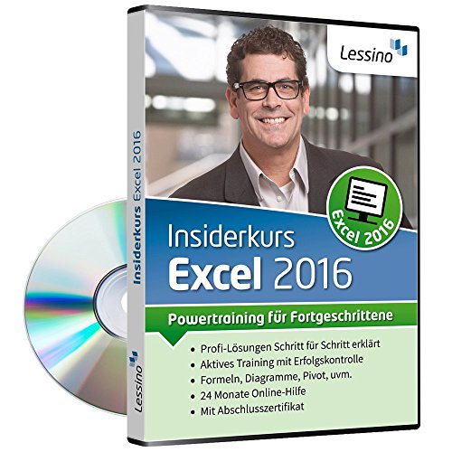 Excel Insiderkurs - Powertraining für Fortgeschrittene | Lernen Sie Schritt für Schritt Diagramme, Pivot, Formeln und Funktionen zu nutzen [1 Nutzer-Lizenz] von Lessino
