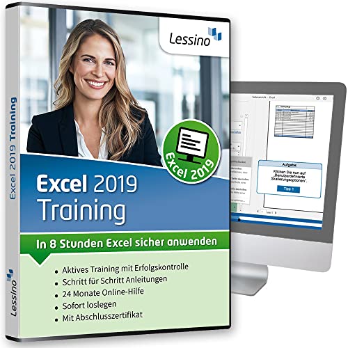 Excel 2019 Training - In 8 Stunden Excel sicher anwenden | Lernen Sie in diesem Kurs Schritt für Schritt die Grundlagen von Excel | inkl. Online-Kurs [1 Nutzer-Lizenz] (Excel 2019) von Lessino