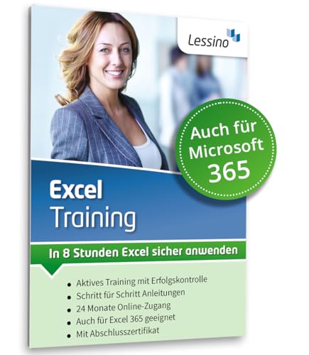Excel Training - In 8 Stunden Excel sicher anwenden | Einsteiger lernen mit diesem Kurs Schritt für Schritt die Grundlagen von Excel [1 Nutzer-Lizenz] von Lessino