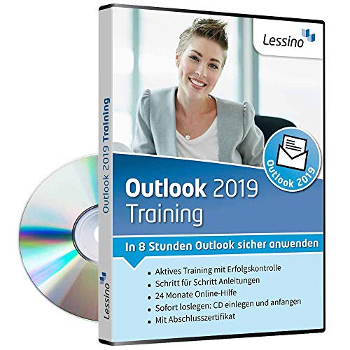 Outlook 2019 Training - In 8 Stunden Outlook sicher anwenden | Einsteiger und Auffrischer lernen mit diesem Kurs Schritt für Schritt die sichere Anwendung von Outlook [1 Nutzer-Lizenz] von Lessino