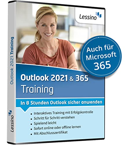 Outlook 2021 & 365 Training - In 8 Stunden Outlook sicher anwenden | Lernen Sie Schritt für Schritt die Grundlagen von Outlook 2021 bzw. Outlook 365| Online-Kurs + DVD von Lessino [1 Nutzer-Lizenz] von Lessino