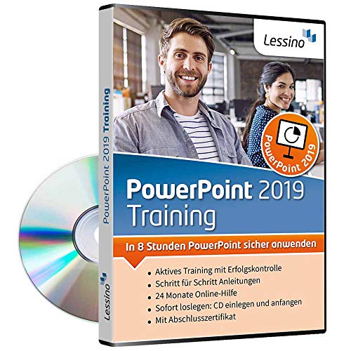 PowerPoint 2019 Training - In 8 Stunden PowerPoint sicher anwenden | Einsteiger und Auffrischer lernen mit diesem Kurs Schritt für Schritt die sichere Anwendung von PowerPoint [1 Nutzer-Lizenz] von Lessino