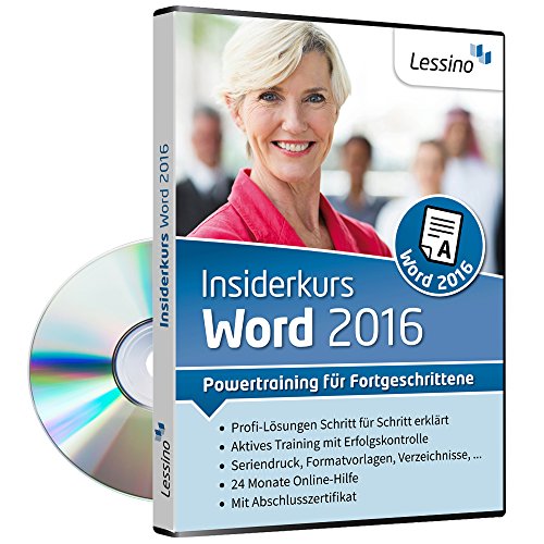 Word 2016 Insiderkurs - Powertraining für Fortgeschrittene | Lernen Sie Schritt für Schritt die effiziente Dokumentbearbeitung z.B. mit Vorlagen, Gliederungen und der Serienbrief-Funktion [1 Nutzer-Lizenz] von Lessino