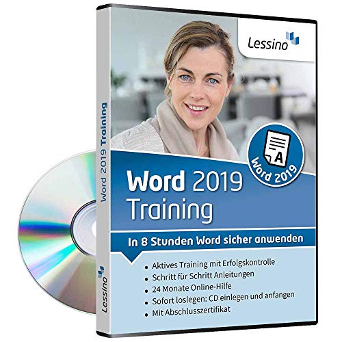 Word 2019 Training - In 8 Stunden Word sicher anwenden | Einsteiger und Auffrischer lernen mit diesem Kurs Schritt für Schritt wichtige Grundlagen von Word | CD inkl. Online-Kurs [1 Nutzer-Lizenz] von Lessino