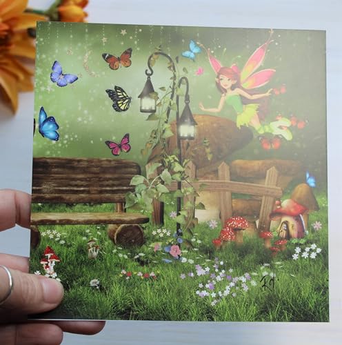 Postkarte "Little Fairy", inkl. Briefumschlag, 14,8x14,8 cm | Grußkarte | Geburtstagskarte | Märchenwald von Let&Ro