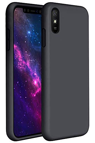 Leton-IT Hülle für Xiaomi Redmi Note 9A, Handyhülle für Xiaomi Redmi Note 9A Flüssiges Silikon mit Weicher Mikrofaser Stoff Futter Ultra Slim TPU Gel Schutzhülle Cover Case Schwarz von Leton-IT