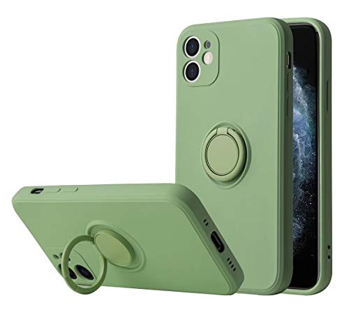 Leton-IT Hülle für iPhone 12 Mini Liquid Silikon Schutzhülle iPhone 12 Mini mit 360° Drehbarem Ring Magnetische Handyhülle Weichem Mikrofaser-Innenfutter Autohalterung Case Grün von Leton-IT