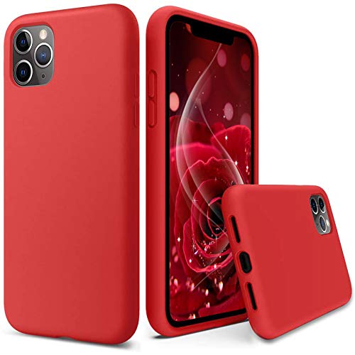 Leton-IT Hülle kompatibel mit für iPhone 13 Mini, Handyhülle für iPhone 13 Mini Flüssiges Silikon mit Weicher Mikrofaser Stoff Futter Slim TPU Schutzhülle Case Rot von Leton-IT