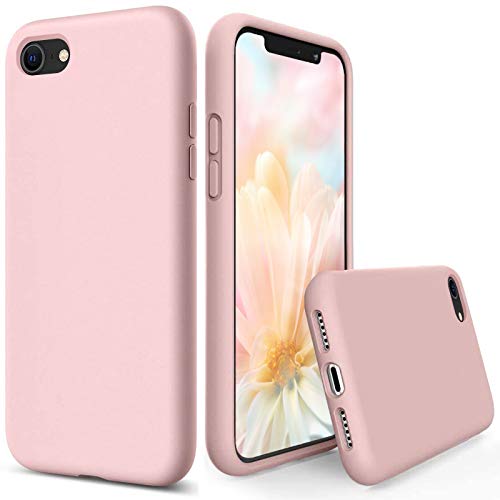 Leton-IT Hülle kompatibel mit für iPhone SE 2020, Handyhülle für iPhone SE 2020 Flüssiges Silikon mit Weicher Mikrofaser Stoff Futter Ultra Slim TPU Gel Schutzhülle Cover Case Pink von Leton-IT