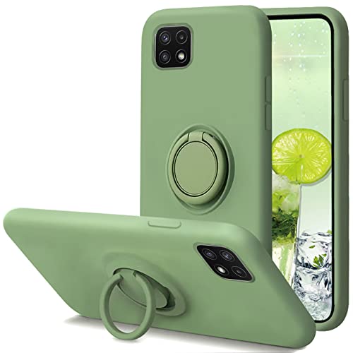 Hülle für Samsung Galaxy A22 5G Liquid Silikon Schutzhülle Samsung Galaxy A22 5G Ring Magnetische Handyhülle Weichem Mikrofaser-Innenfutter Autohalterung Case Grün von Leton