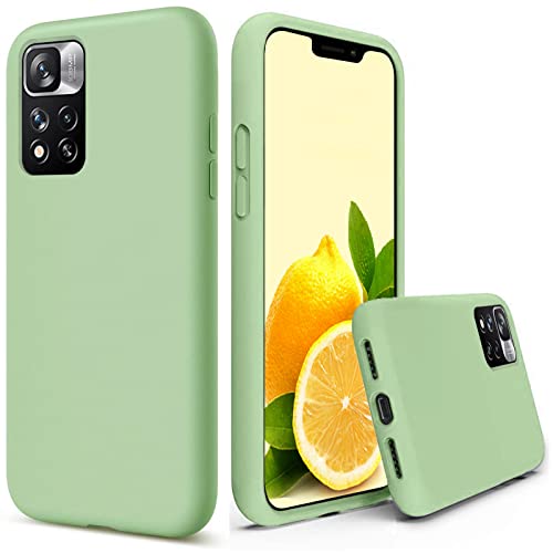 Leton Hülle für Redmi Note 11 4g/Note 11S 4g, Handyhülle für Redmi Note 11 4g/Note 11S 4g Flüssiges Silikon mit Weicher Mikrofaser Stoff Futter Slim TPU Schutzhülle Case Grün von Leton