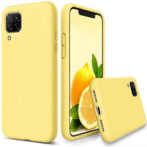 Leton Hülle für Samsung Galaxy A22 4g, Handyhülle für Samsung Galaxy A22 4g Flüssiges Silikon mit Weicher Mikrofaser Stoff Futter Slim TPU Schutzhülle Case Gelb von Leton