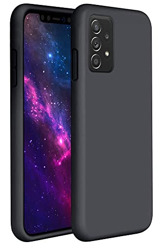 Leton Hülle für Samsung Galaxy A53, Handyhülle für Samsung Galaxy A53 Flüssiges Silikon mit Weicher Mikrofaser Stoff Futter Slim TPU Schutzhülle Case Schwarz von Leton