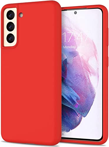 Leton Hülle für Samsung Galaxy S23, Handyhülle für Samsung Galaxy S23 Flüssiges Silikon mit Weicher Mikrofaser Stoff Futter Slim TPU Schutzhülle Case Rot von Leton