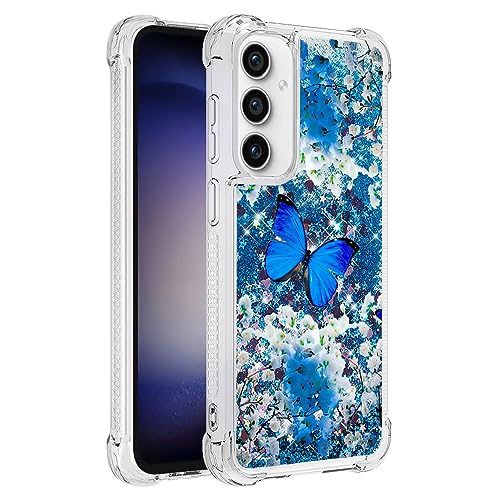 Leton Hülle für Samsung Galaxy S23FE Glitzer, Flüssig Treibsand Handyhülle Samsung Galaxy S23FE Transparent Silikon Soft Weic TPU Case Schutzhülle Cover für Mädchen Frauen Blauer von Leton