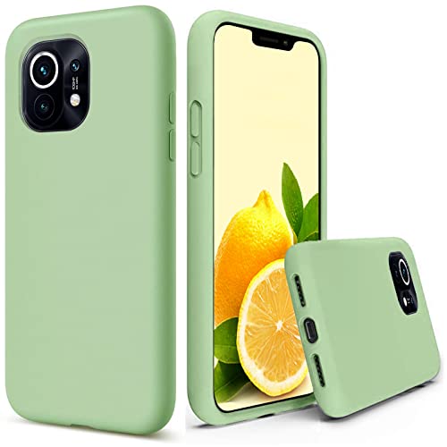 Leton Hülle für Xiaomi mi 11 lite 5g NE/mi 11 lite 4g 5g, Handyhülle für Xiaomi mi 11 lite 5g NE/mi 11 lite 4g 5g Flüssiges Silikon mit Weicher Mikrofaser Stoff Futter Case Grün von Leton