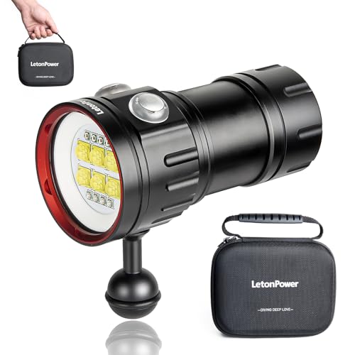 LetonPower B24 Tauchen Taschenlampe,9000 Lumens Super Bright Underwater 80m Video Light, Scuba Dive Light, High Frequency Verwendung für Outdoor unter Wasser Sport LetonPower B24 Tauchen Taschenlampe,9000 Lumens Super Bright Underwater 80m Video Light, Scuba Dive Light, High Frequency Verwendung für Outdoor unter Wasser Sport von LetonPower
