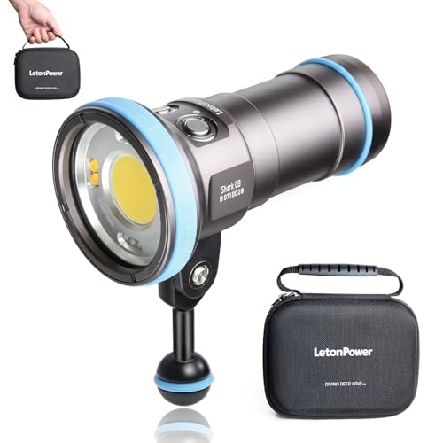 LetonPower Shark CB 6000 Lumen Tauchlampe, 120m wasserdichtes Unterwasser-Video-Licht 96 CRI mit 120 Grad breitem Abstrahlwinkel Scuba-Taschenlampe für Unterwasser-Profi-Tauchfotografie Fill Light LetonPower Shark CB 6000 Lumen Tauchlampe, 120m wasserdichtes Unterwasser-Video-Licht 96 CRI mit 120 Grad breitem Abstrahlwinkel Scuba-Taschenlampe für Unterwasser-Profi-Tauchfotografie Fill Light von LetonPower