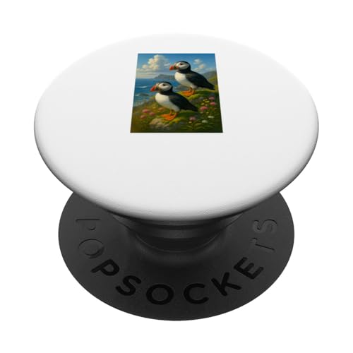Papageientaucher Küste Realistischer Seevogel Naturecore Kunstdruck Design PopSockets Klebender PopGrip von LetterTrunk