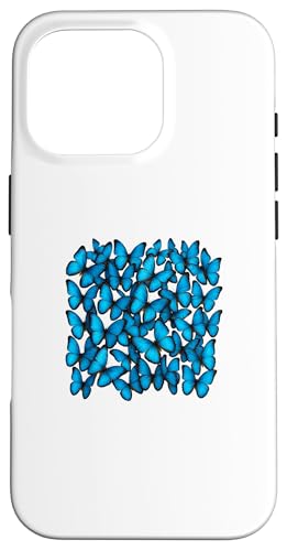 Schwarm von blauen Morphos Schmetterlingen Art Designs Hülle für iPhone 16 Pro von LetterTrunk