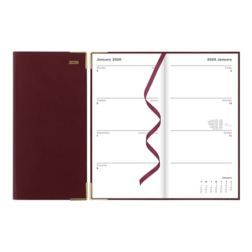 LETTS Classic Slim Wochenplaner Monatsplaner Wochenansicht, aufrecht, genähte Bindung, Lederoptik, flexibler Einband, goldene Ecken, Englisch, Burgunderrot LETTS Classic Slim Wochenplaner Monatsplaner Wochenansicht, aufrecht, genähte Bindung, Lederoptik, flexibler Einband, goldene Ecken, Englisch, Burgunderrot von Letts of London