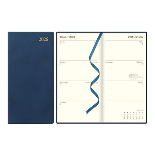 LETTS Signature Slim Wochen-/Monatsplaner, Wochenansicht, aufrecht, genähte Bindung, Lederfasereinband, Englisch, blau LETTS Signature Slim Wochen-/Monatsplaner, Wochenansicht, aufrecht, genähte Bindung, Lederfasereinband, Englisch, blau von Letts of London