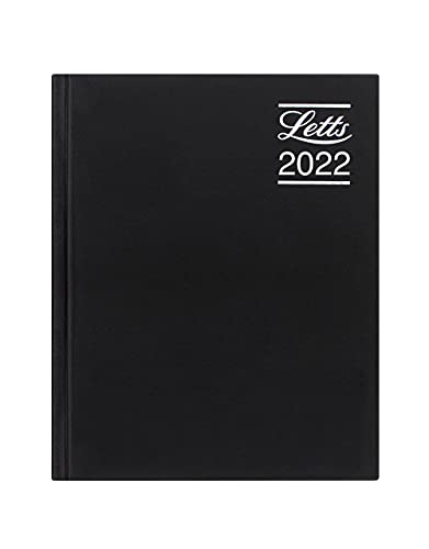 Letts Rhino Terminplaner 2022, A5, ein Tag pro Seite mit Terminen, Schwarz von Letts of London