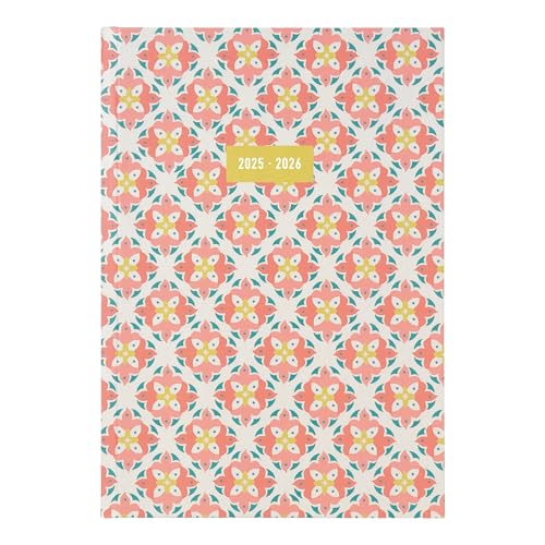 Letts of London® Morocco Akademischer Wochen-/Monatsplaner, August 2025 bis Juli 2026, Wochenansicht, genähte Bindung, mehrsprachig, A5, 21 x 14,9 cm, Koralle (C031812-26) von Letts of London