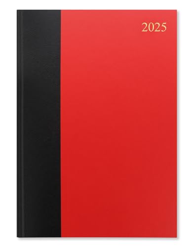 Letts of London Standard-Tagebuch für 2025, A4, zwei Seiten pro Tag, rot/schwarz Letts of London Standard-Tagebuch für 2025, A4, zwei Seiten pro Tag, rot/schwarz von Letts of London
