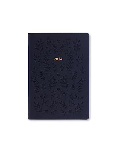 Letts of London Woodland A6 Woche auf 2 Seiten mehrsprachig Navy 2024 von Letts