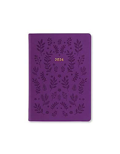 Letts of London Woodland A6 Woche auf 2 Seiten mehrsprachig Purple 2024 von Letts