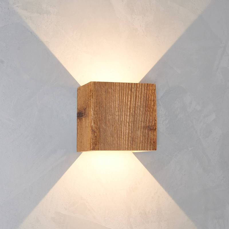 LeuchtNatur Cubus LED-Außenwandlampe, Altholz von LeuchtNatur