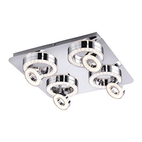 LED Design Decken Leuchte Kristall Strahler eckig Ringe beweglich Wohn Zimmer Lampe Leuchten Direkt 14522-17 Silber von LeuchtenDirekt